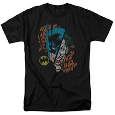 Maglietta DC Comics Batman & Joker con volto rotto nera