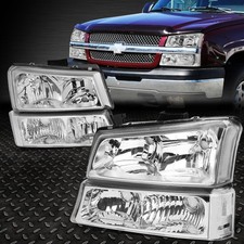 For 03-06 Chevy Silverado 1500-3500 Avalanche Headlight Bumper Lamps Chrome Pair For 03-06 Chevy Silverado 1500-3500 Avalanche Headlight Bumper Lamps Chrome Pair