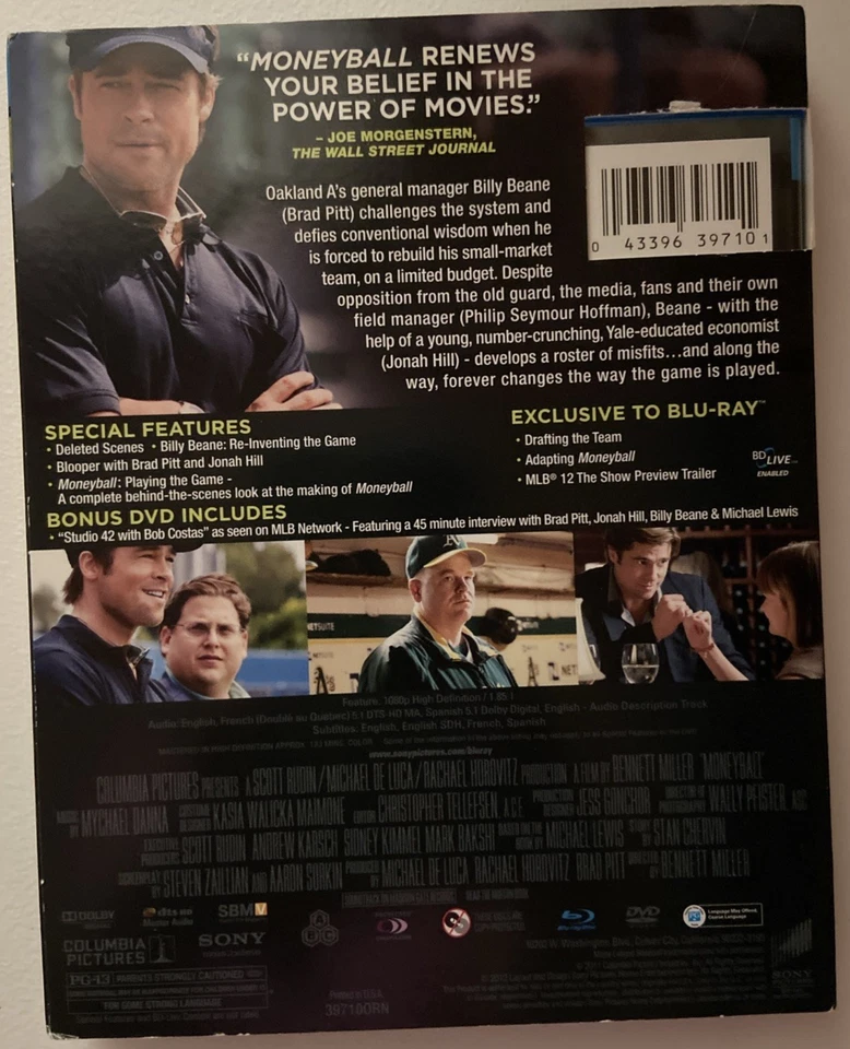 Moneyball (2011) 3-Disk Special Edition Blu Ray With Slipcover - Image 2 of 4