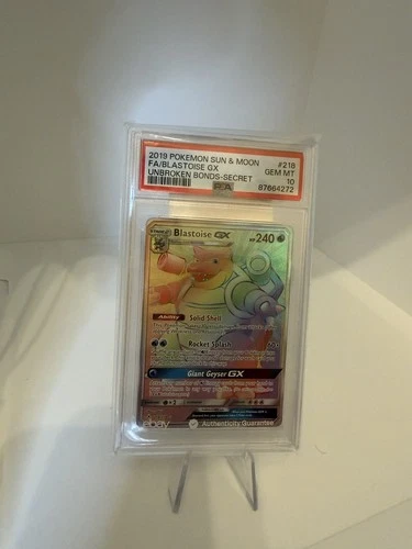 Pokemon Blastoise GX 218/214 Unbroken Bonds Full Art Secret Rainbow PSA 10 #1