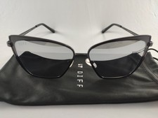 DIFF Eyewear Grace Matte Black Silver Mirror Oversized Sunglasses 58-15-142 NEW