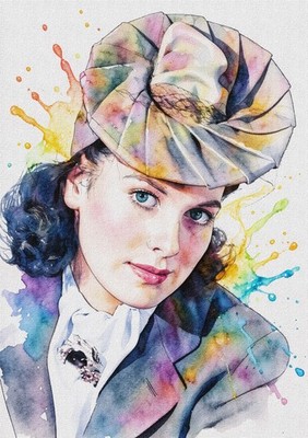 Maureen O'Hara Aquarell Splash Illustrationsdruck 01 (A4 - 210 mm x 297 mm)
