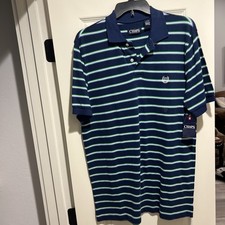 Chaps Men's Short Sleeve Polo Shirt Size Small Blue Stripe