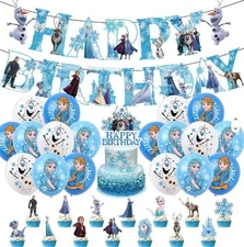 Frozen Theme Birthday Party Supplies Set Balloon Banner Cake Toppers