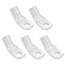 1 AWG - 3/16" 45 Degree Bent Copper Wire Lugs  Silver, 5Pcs 