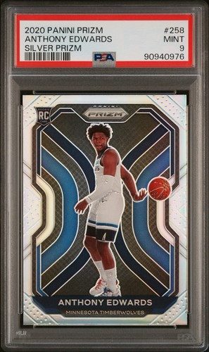 2020-21 Panini Prizm Silver Anthony Edwards RC PSA 9 # 258 Rookie Timberwolves