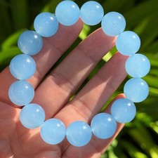 14mm stretchable blue chalcedony bracelet 0571