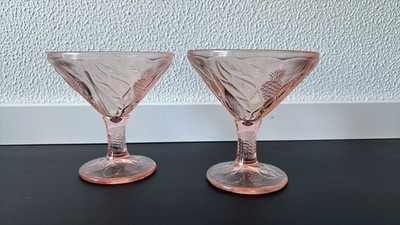 Rosafarbenes Indiana Glass im Muster ''Pineapple & Floral'' - 2er-Set