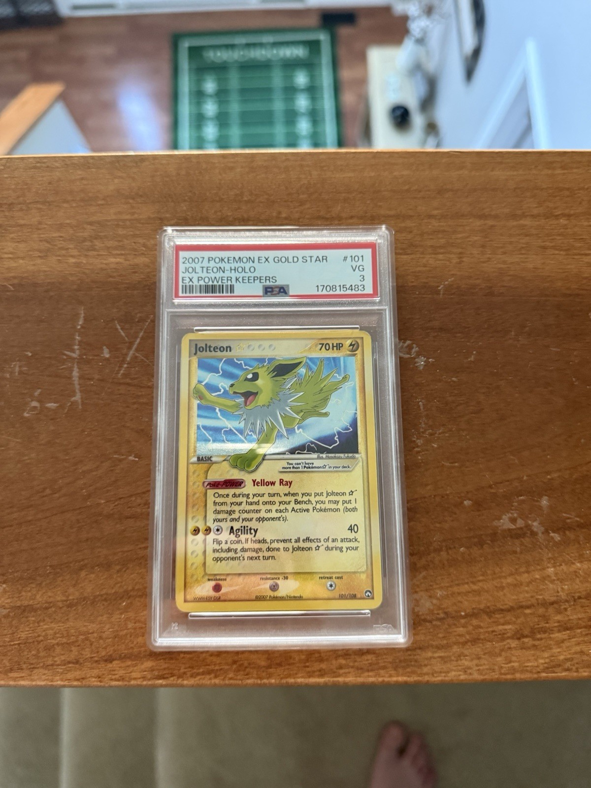 2007 Pokemon EX Power Keepers Gold Star #101 Jolteon Holo PSA 3 view 3
