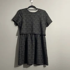 One Clothing Women’s Short Sleeve Dress Black White Patterned Large