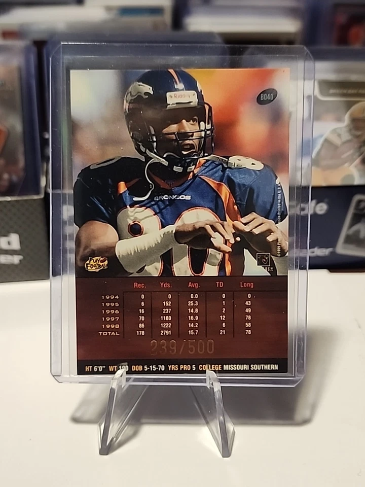 1999 Playoff Prestige SSD Spectrum Purple Football Card #40 Rod Smith /500 - Image 2 of 2