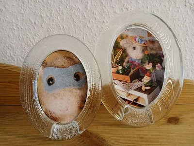 2x wunderschöne Kristallglas Fotorahmen aus den 70igern