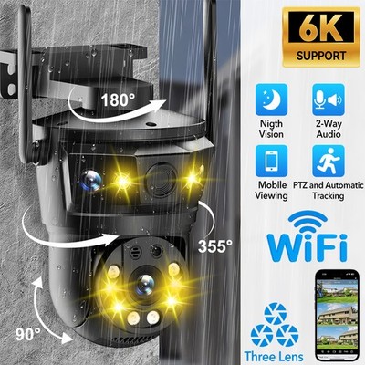 16X ZOOM Überwachungskamera Außen 6K 12MP WLAN PTZ WiFi IP Kamera Alert Outdoor