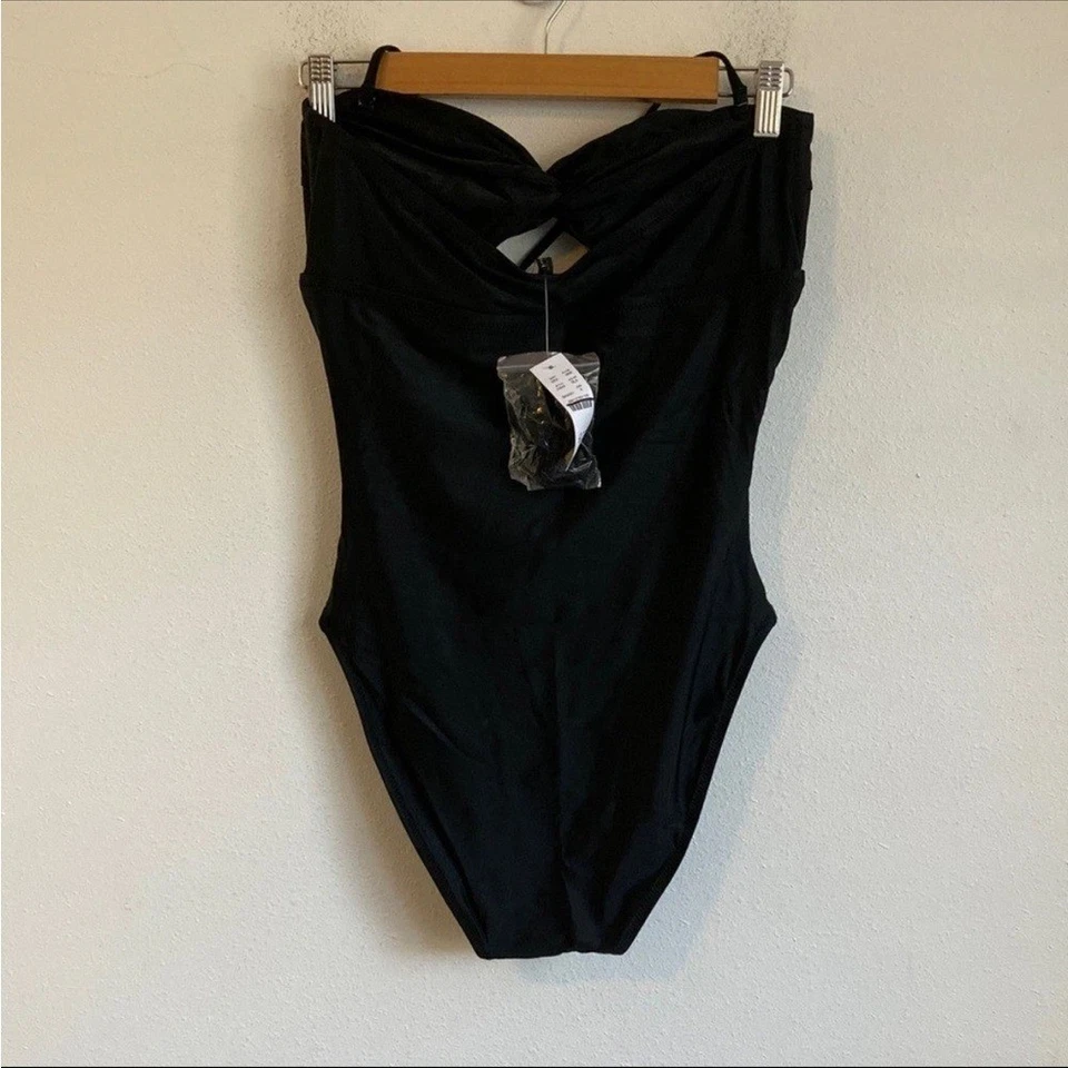 J Crew Gemma ruched bandeau cutout one-piece Size 4 Black - Image 3 of 4