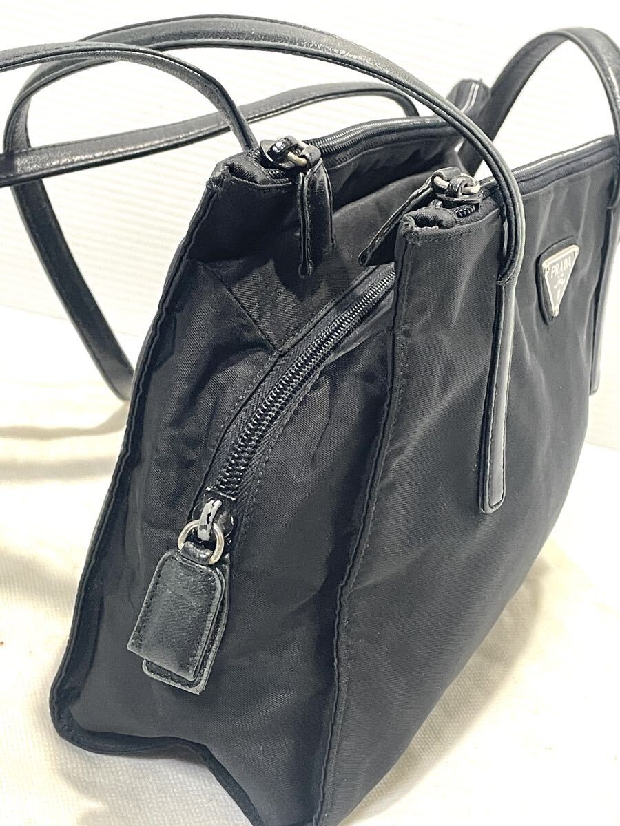 Prada Black Tessuto Tote Bag Triangle Plate Vintage Authentic thumbnail 4