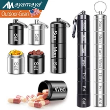 Portable Weekly Pill Organizer Aluminum Alloy Waterproof Medicine Box Dispenser