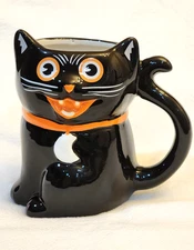Transpac Retro Black Female Cat Coffee Mug Ceramic Tail Handle Halloween Jewelry
