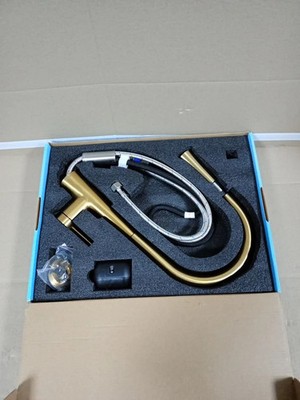 Tohlar Gold Küchenarmatur ausziehbare Brause Edelstahl Spültischarmatur gebürstetes Design