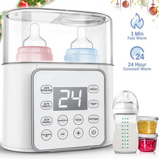 Baby 9  in  1 Portable Double Bottle Fast Milk Warmer with LCD Display, White