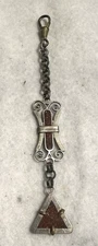 Vintage 1930's Jacob Bengel Watch Chain & FOB / Pendant w Inset Goldstone