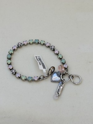 Pink and Green Petite Crystals Mariana Tennis Bracelet B-4008 Jewelry 