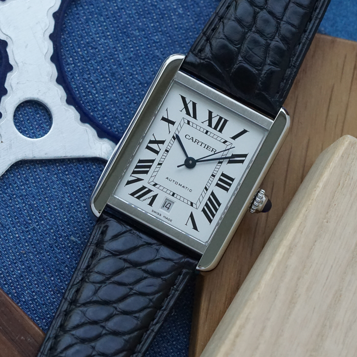 Cartier Tank Solo XL Automatic Date W5200027 Stainless Steel 2000s 