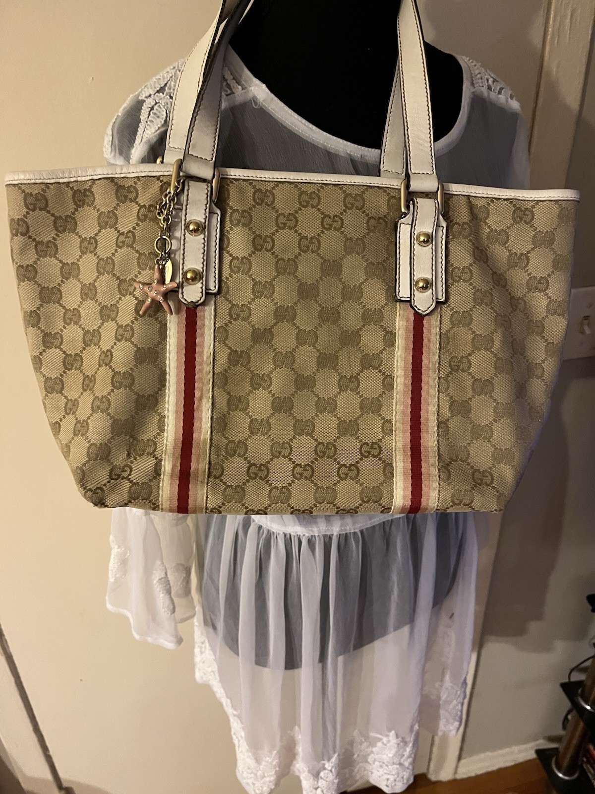 Authentic Vintage Gucci GG Canvas Jolicoeur Tote Bag Sherry Line Good Condition-image