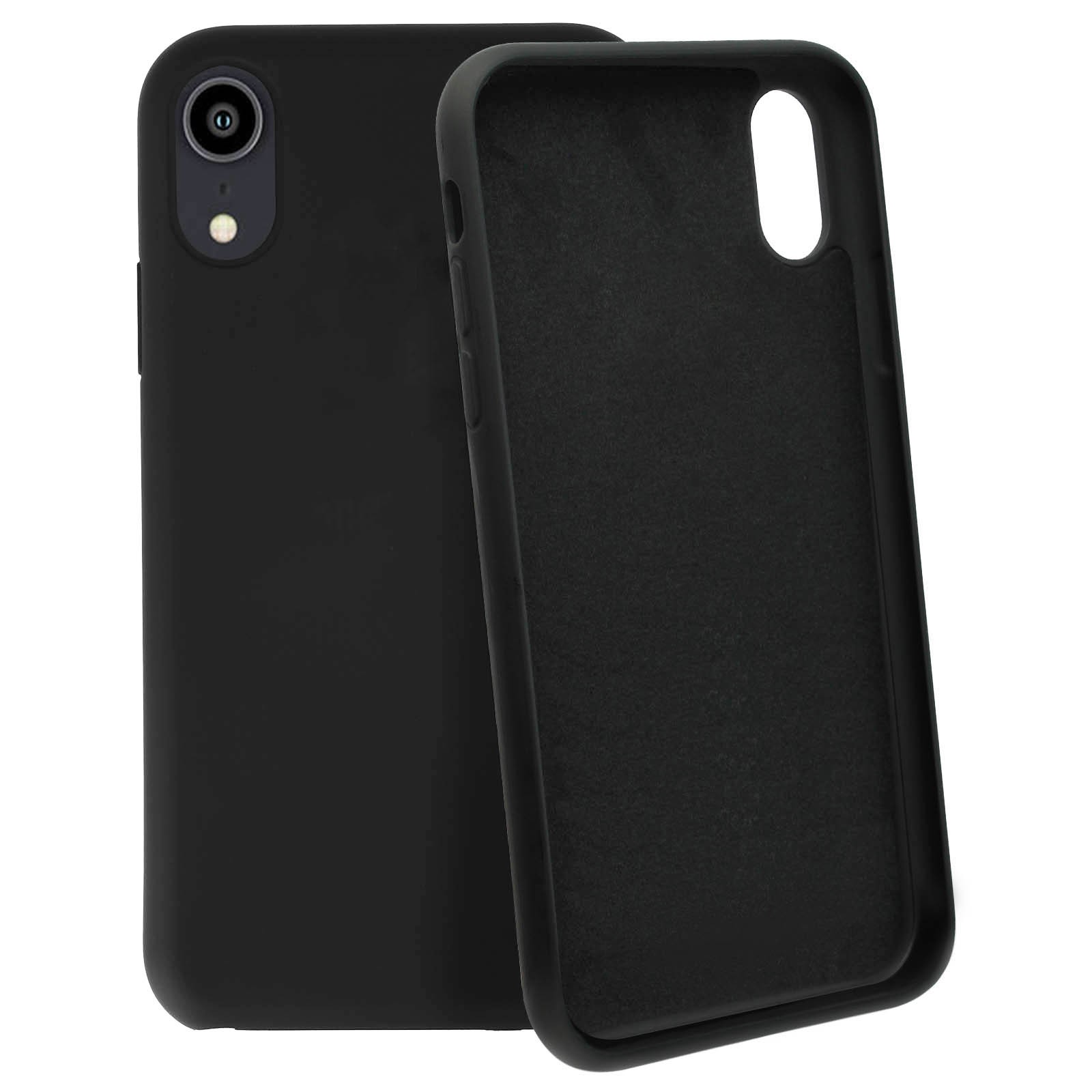 Coque silicone semi-rigide pour iPhone XR noire au toucher doux