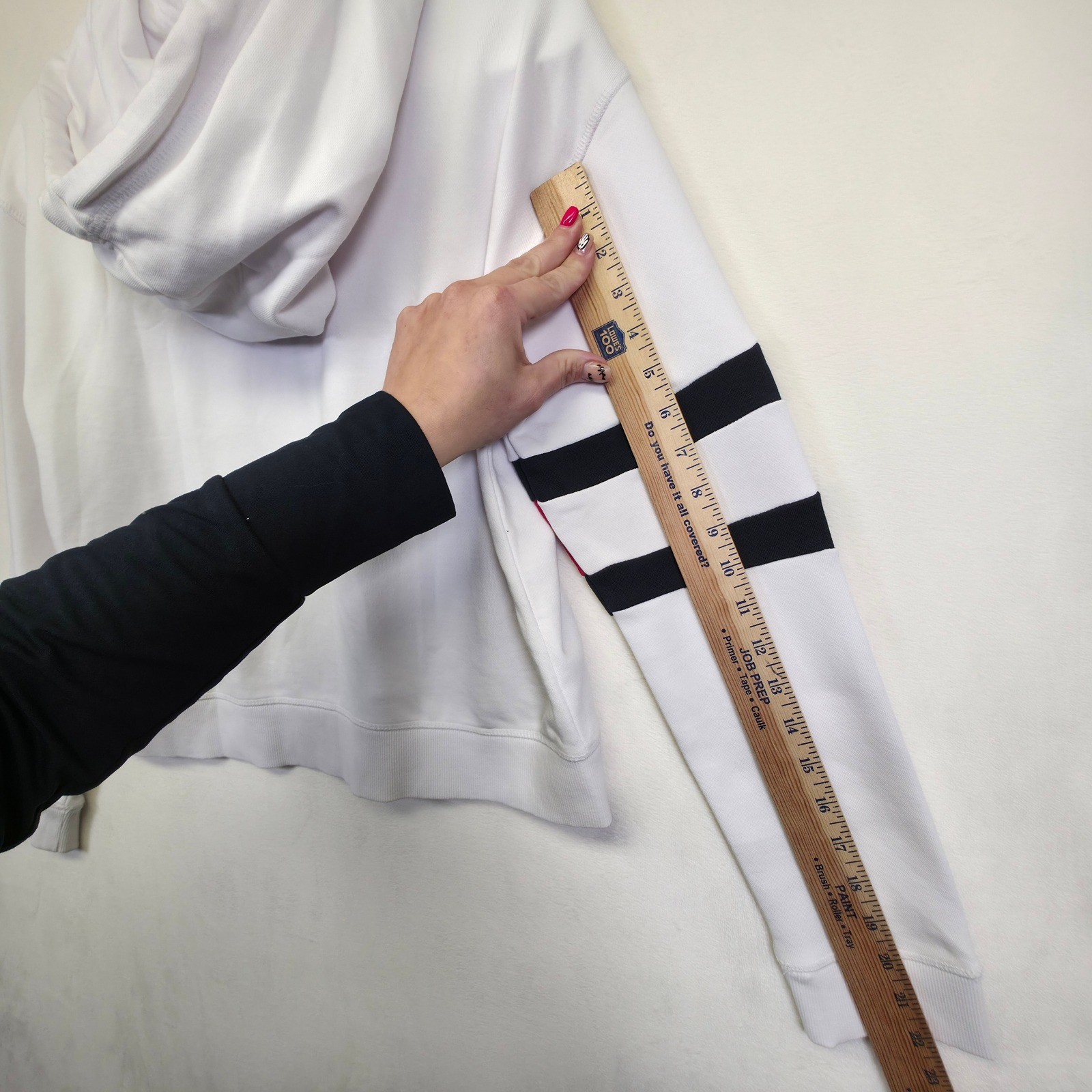 Tommy Hilfiger Hoodie Women M White Striped Classic Streetwear Sporty Sweatshirt thumbnail 15