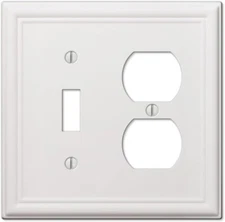 Amerelle 149TDW Chelsea Wallplate, 1 Toggle / 1 Duplex, Steel, White, 1-Pack