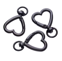 5X Karabiner Herzform Schwarz – Diy ZubehöR FüR Schmuck & SchlüSselanhäNger