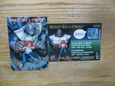 1993 VINTAGE CREATORS UNIVERSE MONKEY MAN & O'BRIEN CARD SIGNED ART ADAMS, POA