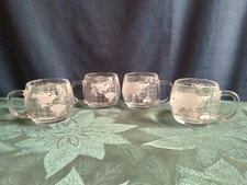 Nescafe "World" Mugs - Clear Glass Mugs - Set Of 4