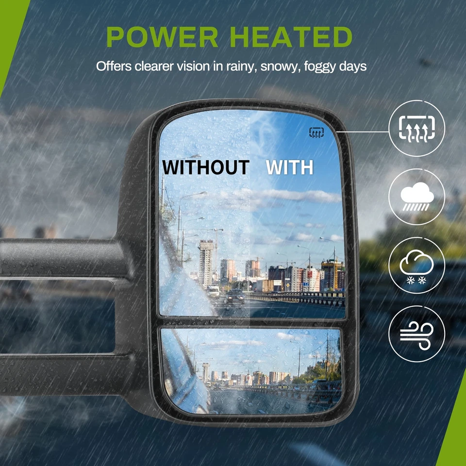 Power Heated Tow Mirrors for 2007- 2013 Chevy Silverado 1500 2500 2500HD Signal - Image 2 of 4