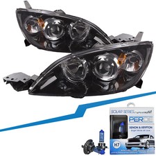Black Halogen Headlight Set For 07-2009 Mazda 3 Hatchback Mps Mazdaspeed Gen 1