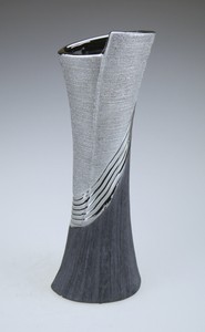 Dekovase Vase Grau Silber Blumen Keramik Schwungvase Deko Design Blumenvase Ebay