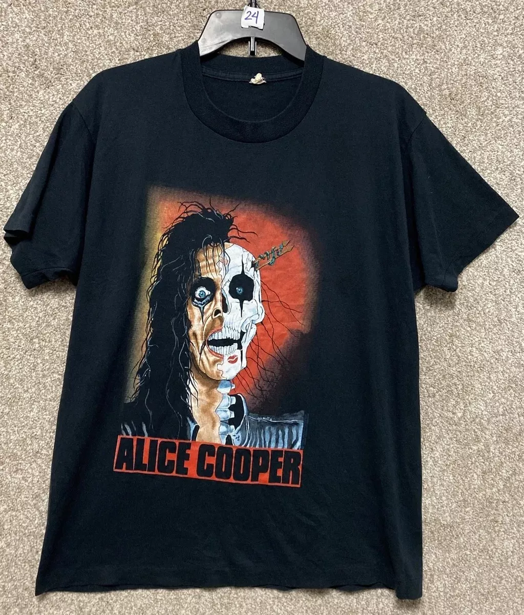 Vintage 1989 Alice Cooper Black T-shirt Size XL Rock Band Trash Single  Stitch