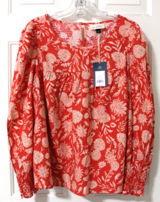 NEW Universal Thread Womens Puff Long Sleeve Pullover Blouse L Travel School Top