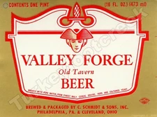 Valley Forge Old Tavern Beer Label 9" x 12" Metal Sign