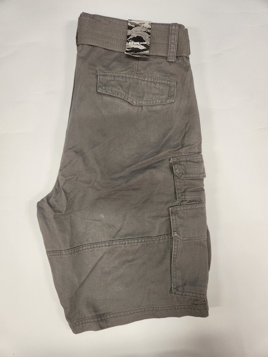 NWT Men's Ecko Unltd. Belted Cargo Shorts Grey 569 ACE 501