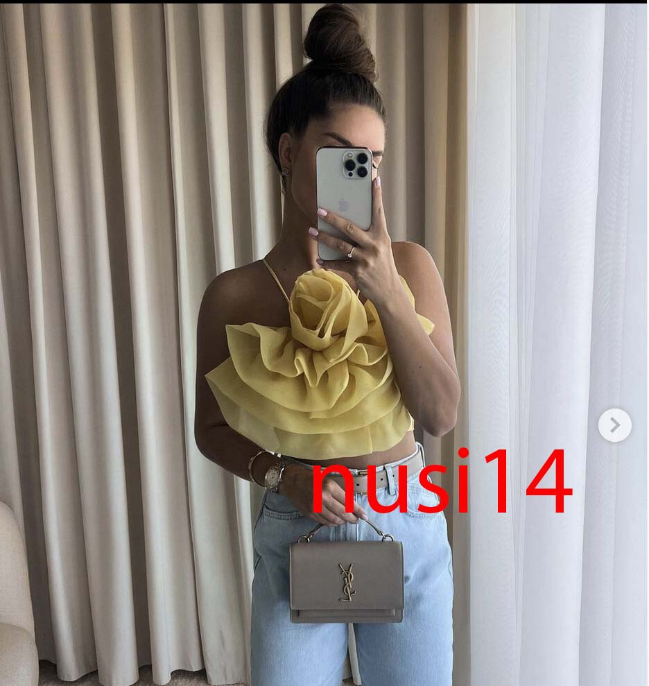 ZARA NEW WOMAN CROP STRAPPY MAXI FLORAL ORGANZA TOP LIGHT YELLOW S,M,L 0858/ 802 | eBay