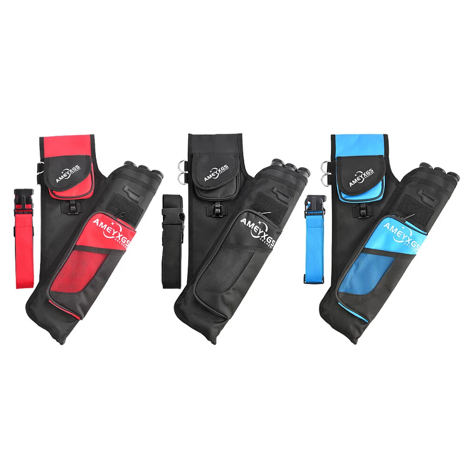 Archery Arrow Quiver 3 Tube Back Side Waist Bag Pouch Holder Bow Hunting Target - Image 2 of 4