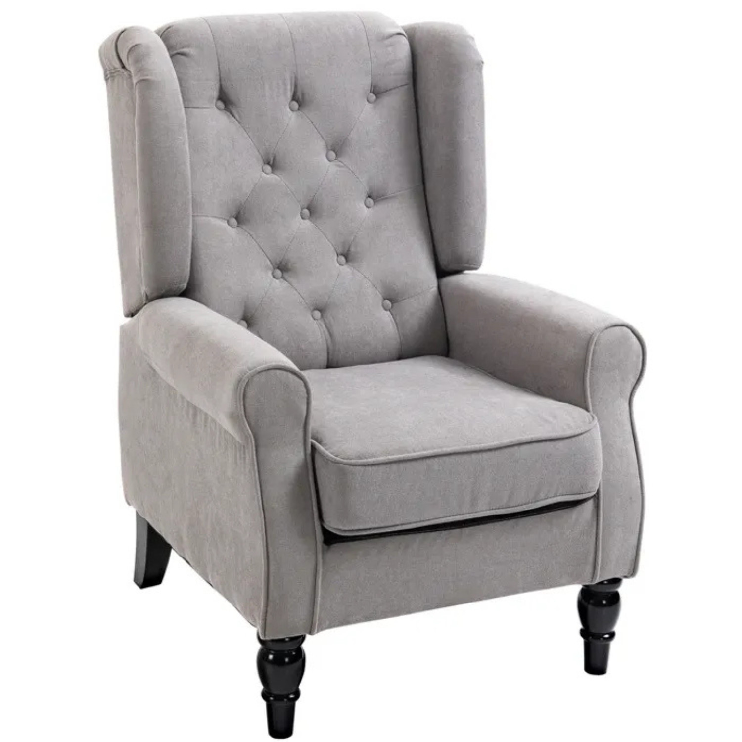 Fauteuil de salon haut de gamme capitonné avec piètement chêne