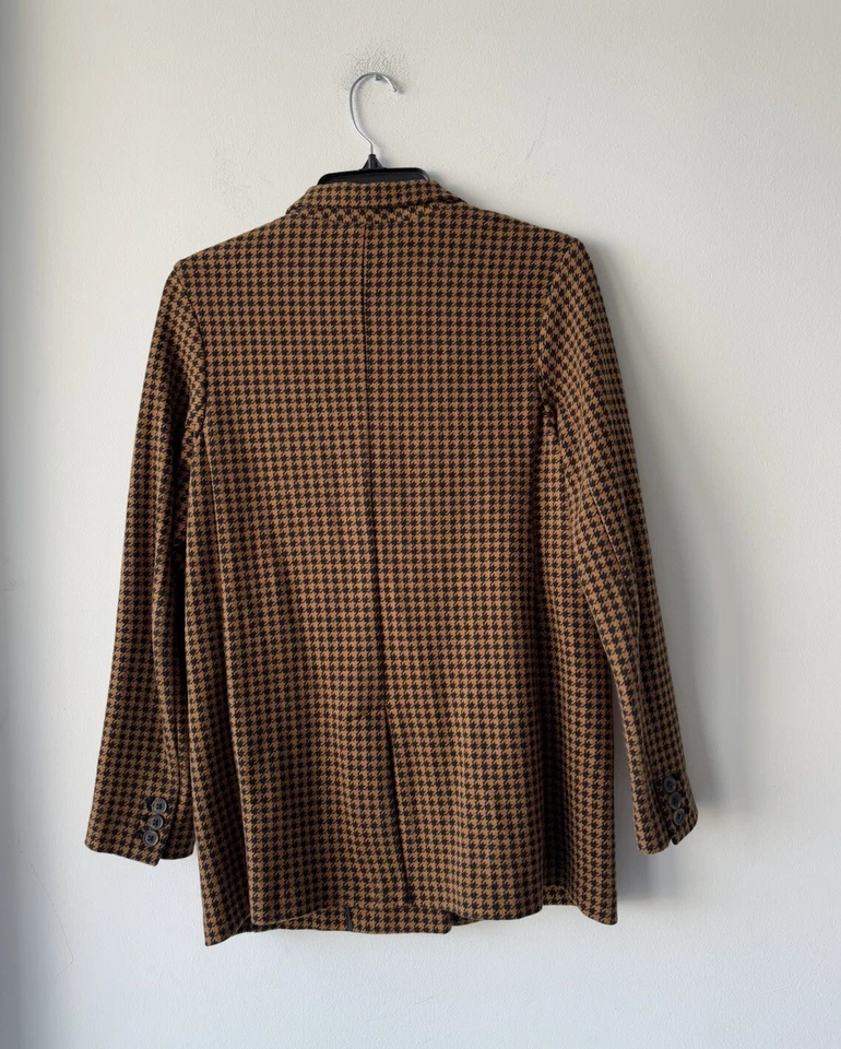 Old Navy Houndstooth Print Blazer Brown Black One Button Women’s Small - Image 2 of 4