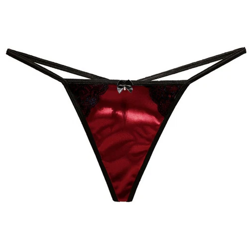 Sexy Womens T-back Panties Satin Thong G-string Briefs Lace Lingeries Underwear - Picture 12 of 27