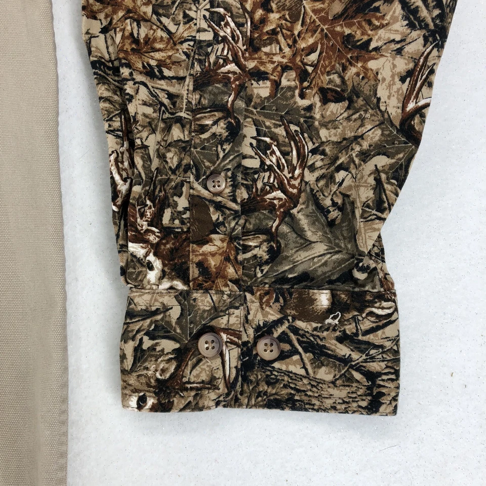 Legendary Whitetails Deer Buck Camo Accent Beige Button Down Shirt Mens Size 3XL - Image 4 of 4
