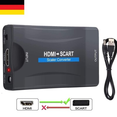 HDMI zu auf Scart Konverter Wandler AV Scaler Converter Adapter 1080P HD TV NEU
