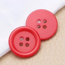 50pcs 40L Sewing Buttons 1" Resin Round Flat 4-Hole Craft Buttons, Red