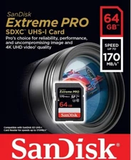 SanDisk Extreme PRO 64GB UHS-I U3 SDXC 200MB/s 4K UHD Video Memory Card