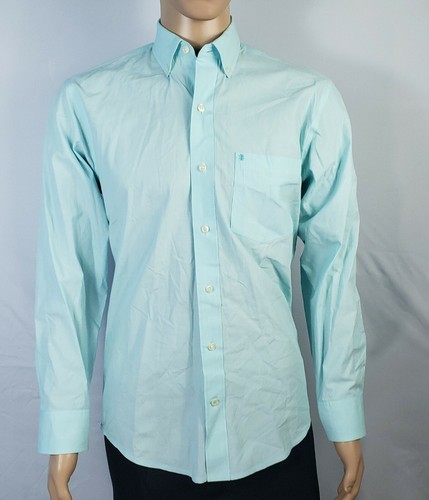 Izod Mens Dress Shirt S Small Aqua Blue 